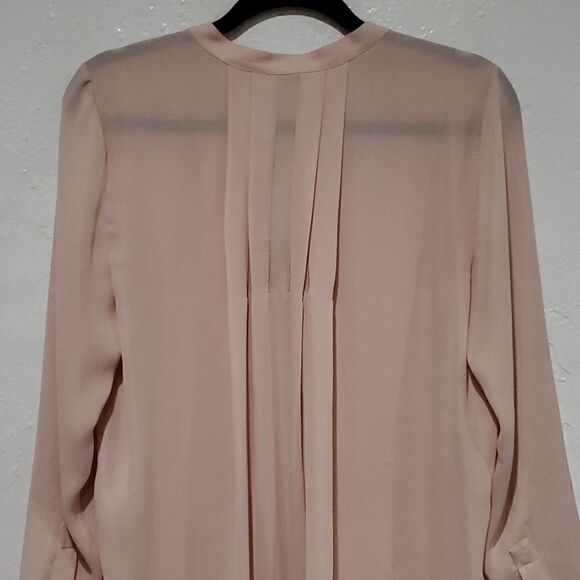 Chico's Black Label Button Up Pleated Tunic Blouse in Baby Pink - Picture 8 of 15
